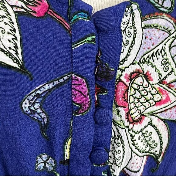 Anthropologie Maeve Purple Floral Long Sleeve Ruffle Hem Dress XS/S - Picture 8 of 10